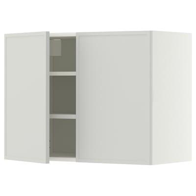 METOD Mueble mural con repisas, blanco/Aspudden gris claro, 80x60 cm