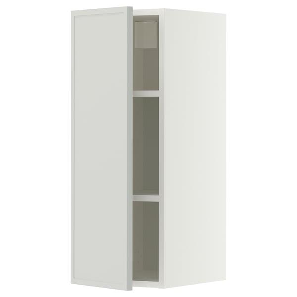 METOD Mueble mural con repisas, blanco/Aspudden gris claro, 30x80 cm