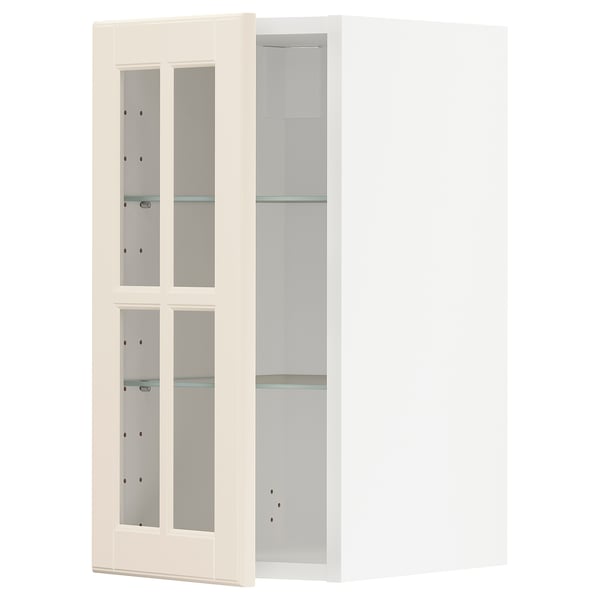 METOD Mueble mural con repisas, blanco/Bodbyn color hueso, 30x60 cm