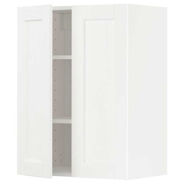 METOD Mueble mural con repisas, blanco Enköping/blanco efecto madera, 60x80 cm