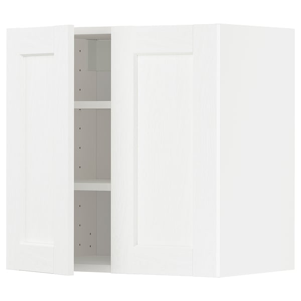 METOD Mueble mural con repisas, blanco Enköping/blanco efecto madera, 60x60 cm