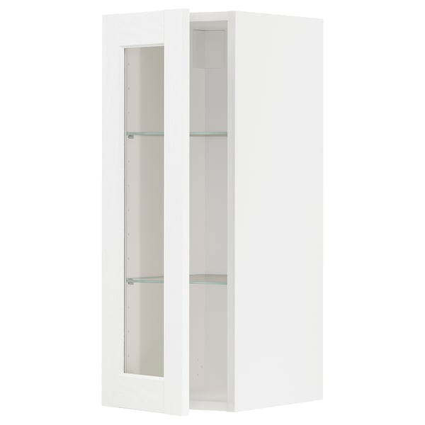 METOD Mueble mural con repisas, blanco Enköping/blanco efecto madera, 30x80 cm