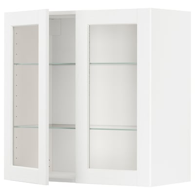 METOD Mueble mural con repisas, blanco Enköping/blanco efecto madera, 80x80 cm
