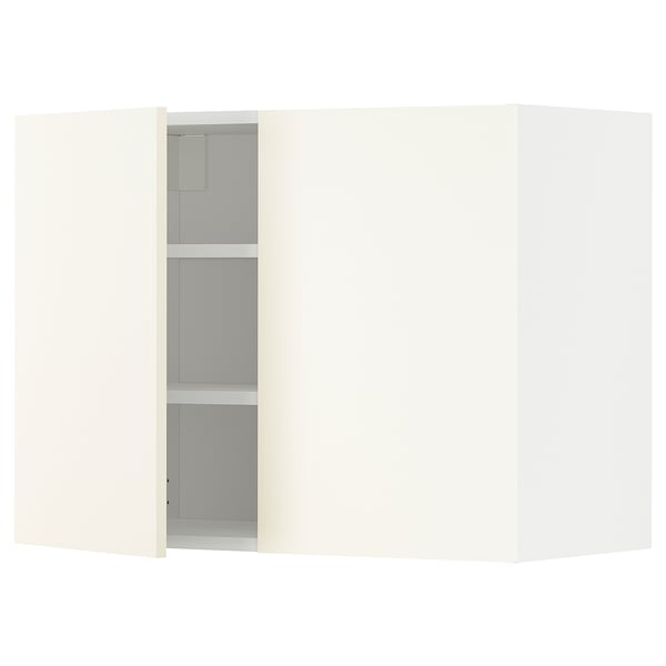 METOD Mueble mural con repisas, blanco/Vallstena blanco, 80x60 cm