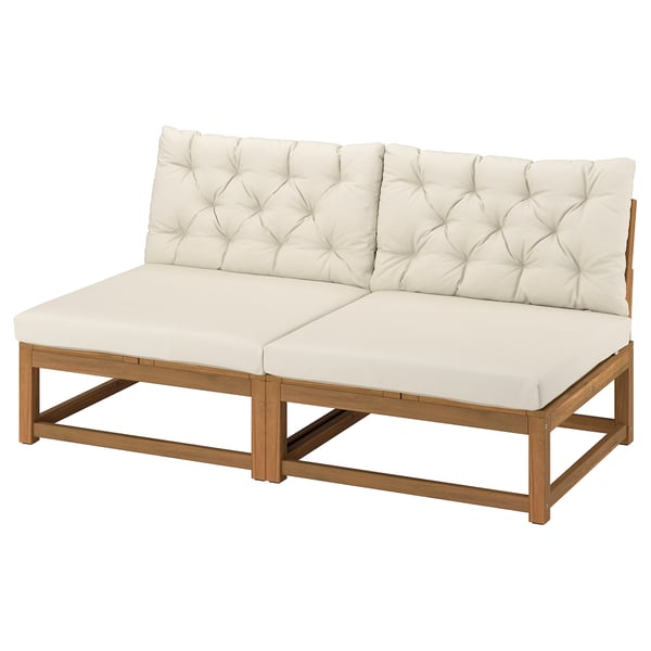 NÄMMARÖ Sofá 2 cuerpos, café ext/Kuddarna beige, 162 cm