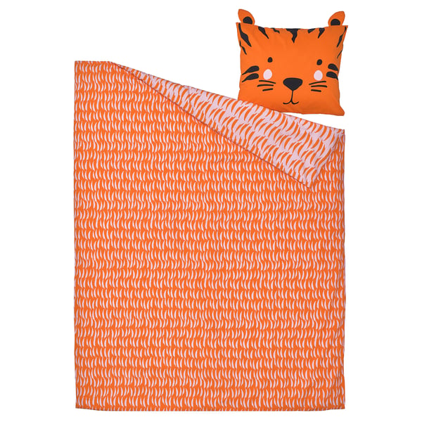 NATTHÄGER Funda plumón con funda almohada, naranjo/tigre, 150x200/50x60 cm