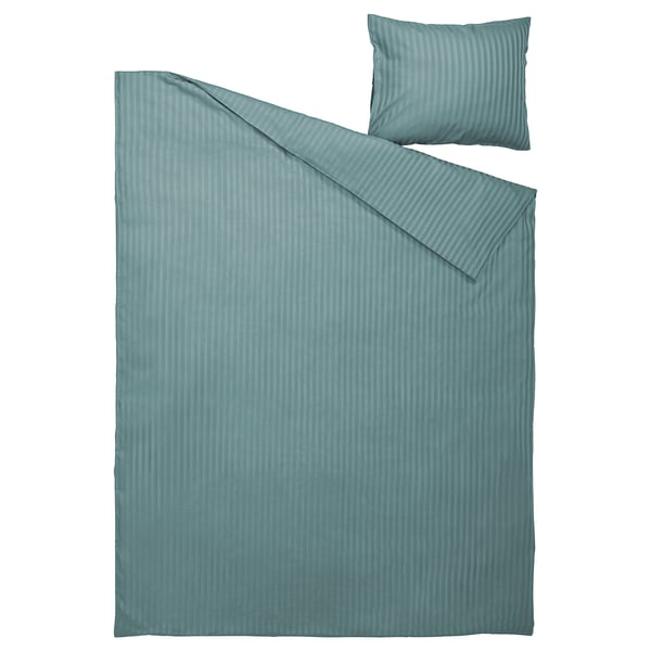 NATTJASMIN Funda plumón con funda almohada, azul-verde, 150x200/50x60 cm