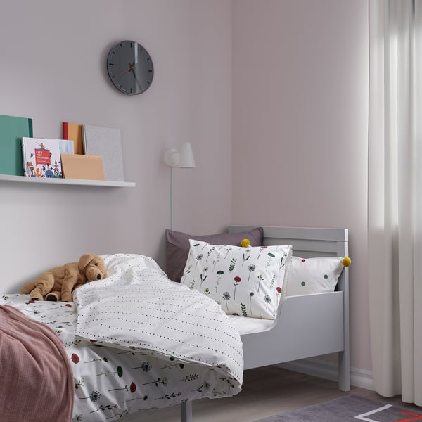 NATTSLÄNDA Funda plumón con funda almohada, flores multicolor, 150x200/50x60 cm