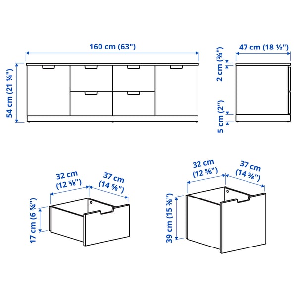 NORDLI Cómoda con 6 cajones, blanco, 160x54 cm