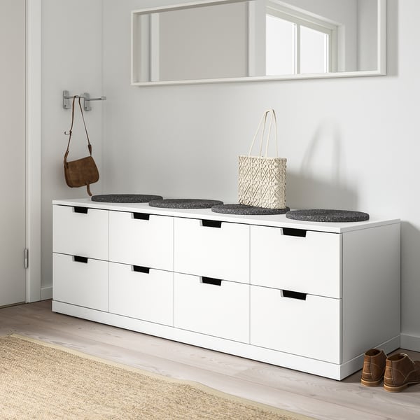 NORDLI Cómoda con 8 cajones, blanco, 160x54 cm