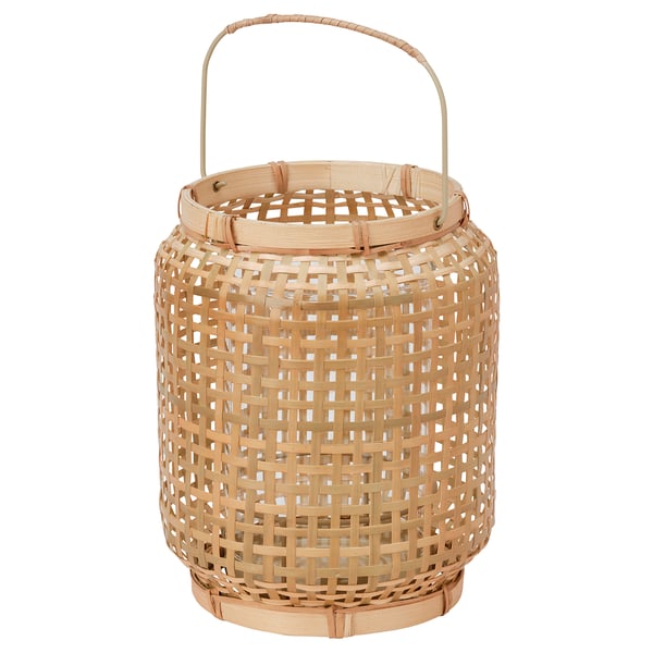 PÅVEFINK Farol para vela, bambú, 25 cm