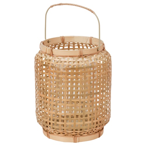 PÅVEFINK Farol para vela, bambú, 25 cm