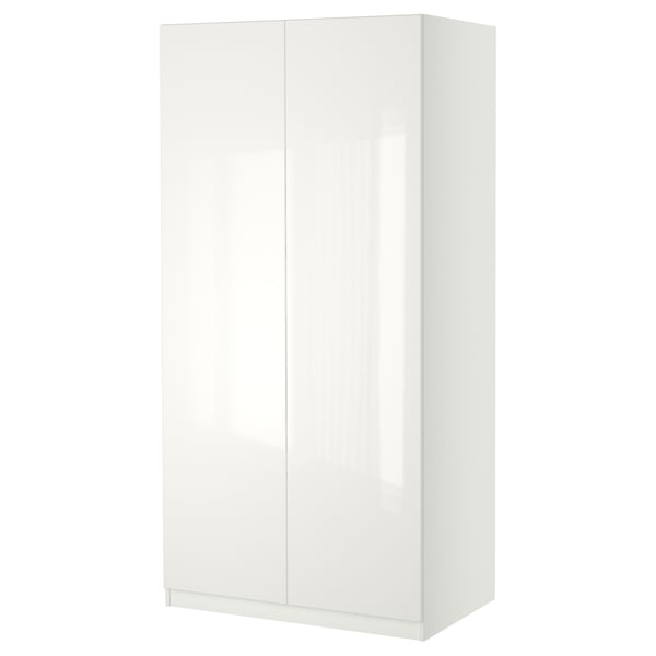 PAX / FARDAL Combinación clóset, blanco/alto brillo/blanco, 100x38x201 cm