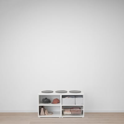 PLATSA Banca con almacenaje, blanco/Sannidal blanco, 120x57x63 cm