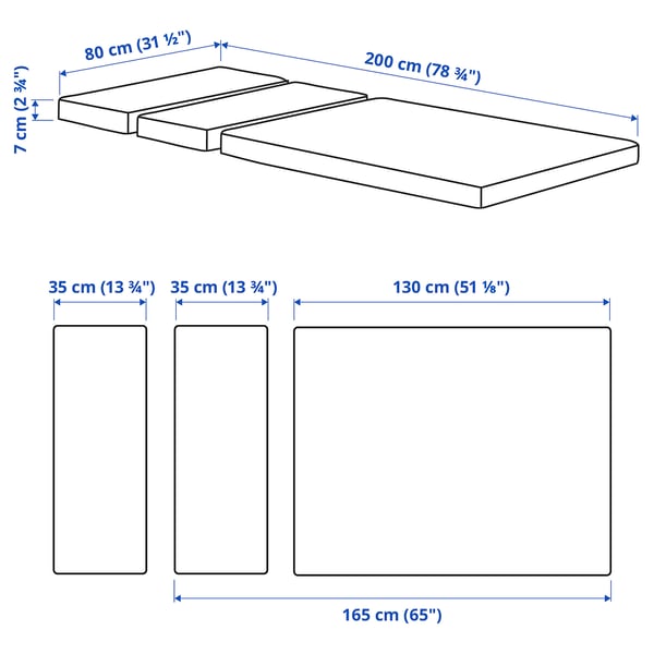 PLUTTEN Colchón de espuma, cama extensible, 80x200 cm