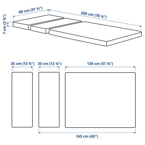 PLUTTEN Colchón de espuma, cama extensible, 80x200 cm