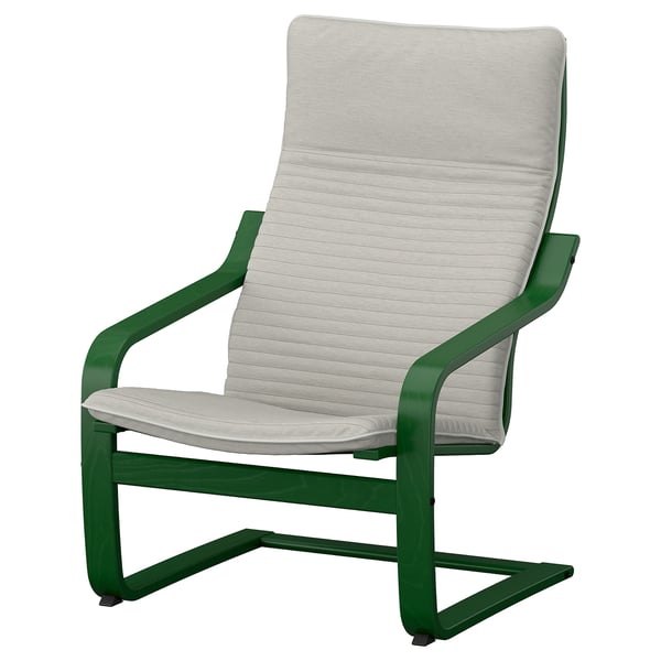 POÄNG Sitial, verde oscuro/Knisa beige