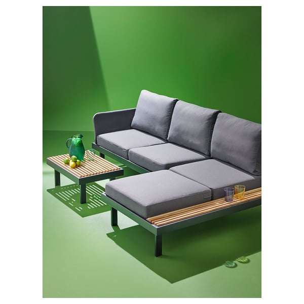 REVSKÄR Sofá combinado, 3 plazas, gris oscuro ext