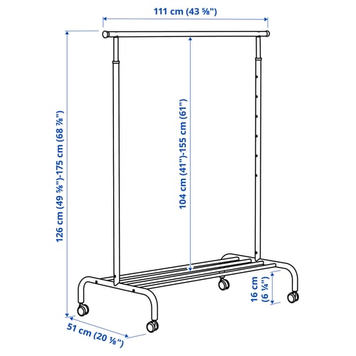 RIGGA Rack para ropa, blanco