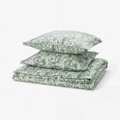RODGERSIA Funda plumón con 2 fundas almohada, verde/blanco, 240x220/50x60 cm