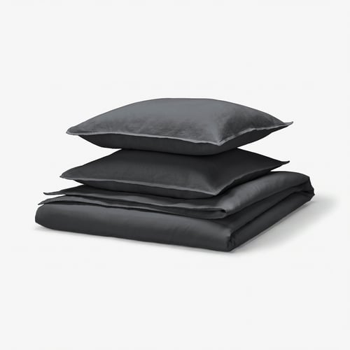 RUNDHAGTORN Funda plumón con 2 fundas almohada, gris oscuro, 240x220/50x60 cm