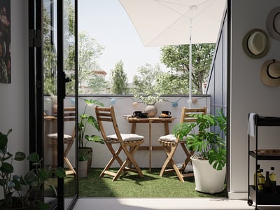 RUNNEN Piso deck para terraza, césped artificial, 0.81 m²