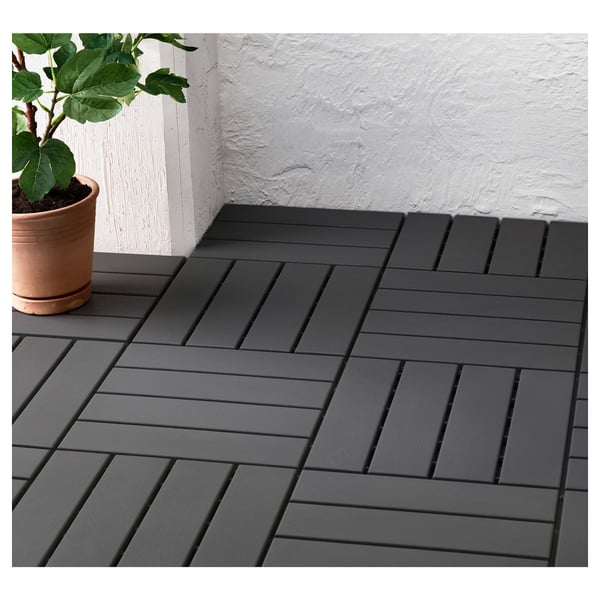 RUNNEN Piso deck para terraza, Gris oscuro, 0.81 m²