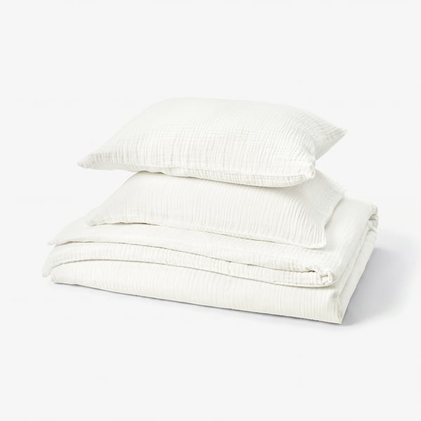 SCHERSMIN Funda plumón con 2 fundas almohada, blanco, 240x220/50x60 cm