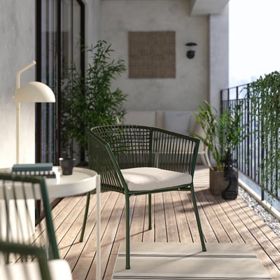 SEGERÖN Silla con apoyabrazos para terraza, verde oscuro
