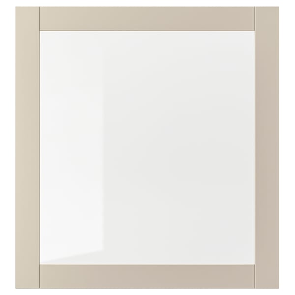 SINDVIK Puerta de vidrio, beige/vidrio incoloro, 60x64 cm