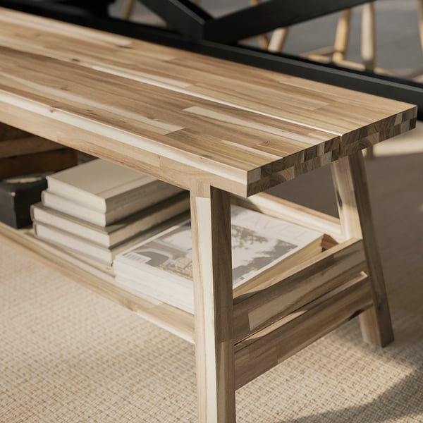 SKOGSTA Banca con almacenaje, acacia, 120 cm