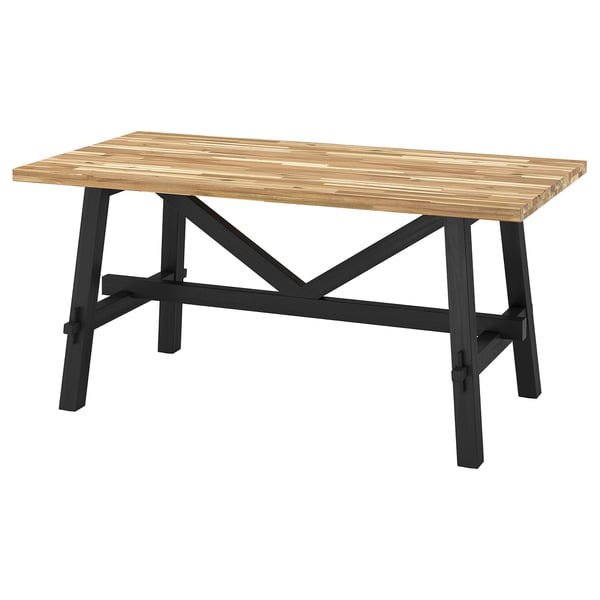 SKOGSTA Mesa, acacia/negro, 160x81x74 cm