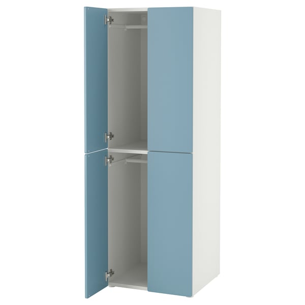 SMÅSTAD / PLATSA Clóset, blanco azul/con 2 barras de ropa, 60x57x181 cm