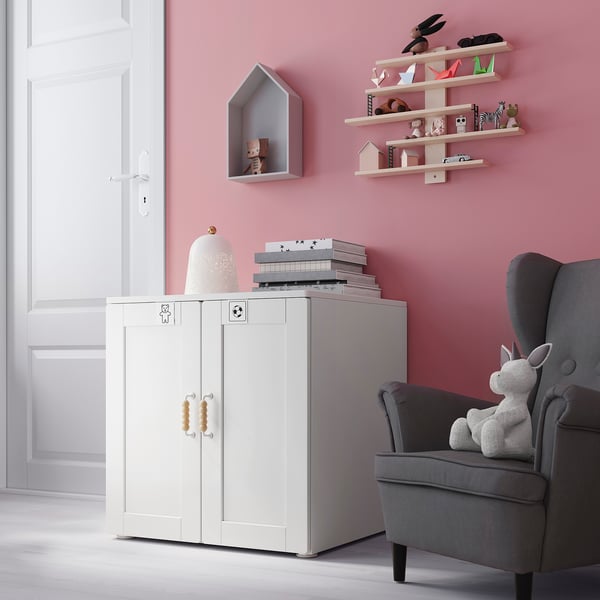 SMÅSTAD / PLATSA Gabinete, blanco con marco/con 1 repisa, 60x57x63 cm