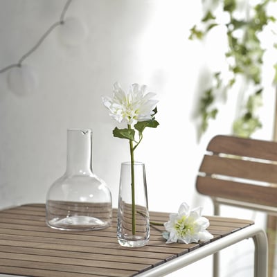 SMYCKA Flor artificial, interior/exterior/Dalia blanco, 30 cm
