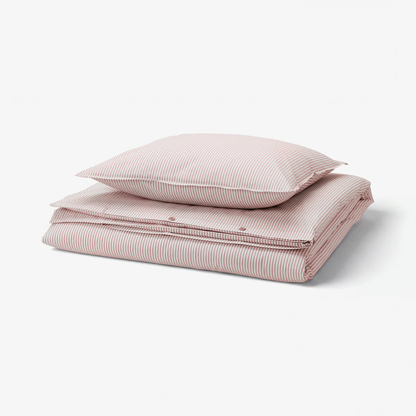 SOLFIBBLA Funda plumón con funda almohada, blanco rojo/raya, 150x200/50x60 cm