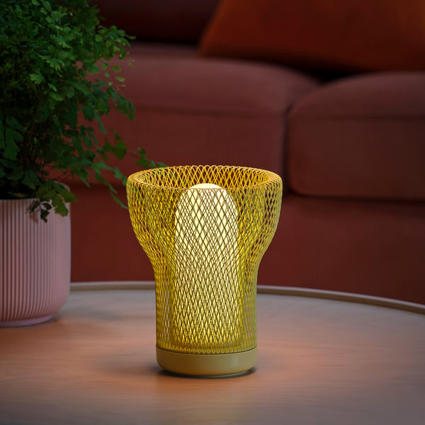 SOLVINDEN Lámpara de mesa LED, rejilla a pilas/ext menta