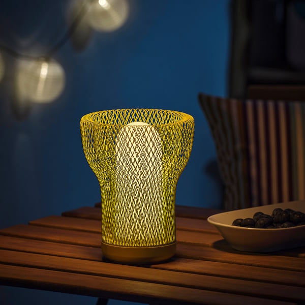 SOLVINDEN Lámpara de mesa LED, rejilla a pilas/ext menta