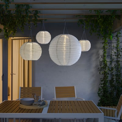 SOLVINDEN Lámpara de techo solar LED, ext/globo blanco, 45 cm
