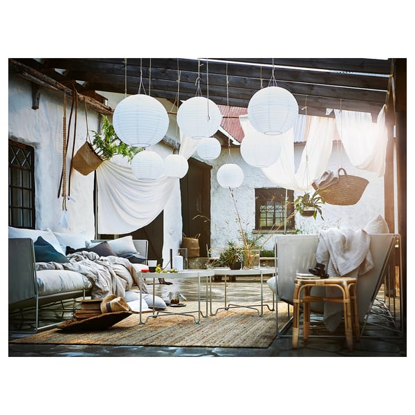 SOLVINDEN Lámpara de techo solar LED, ext/globo blanco, 30 cm