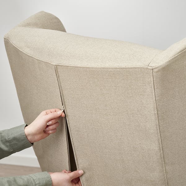 STRANDMON Funda para sillón con respaldo alto, Naggen beige
