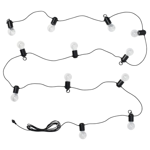 SVARTRÅ Guirnalda de luces LED 12 ampolleta, ext negro