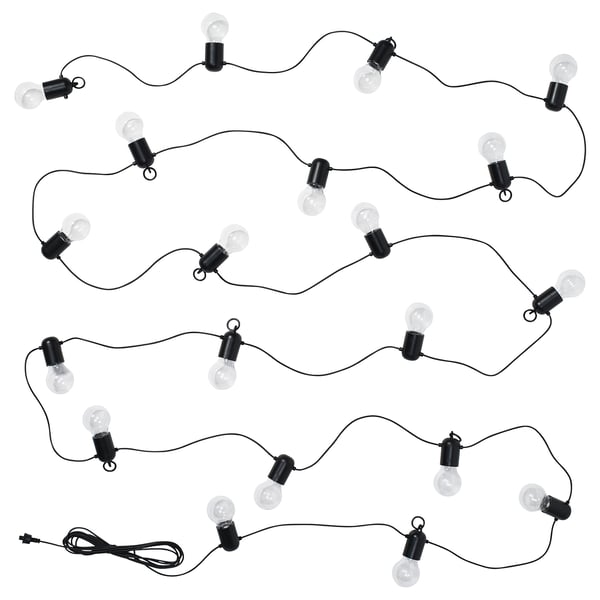 SVARTRÅ Guirnalda LED, 20 ampolletas, ext negro