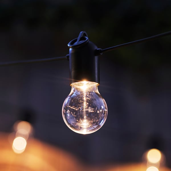 SVARTRÅ Guirnalda LED, 20 ampolletas, ext negro