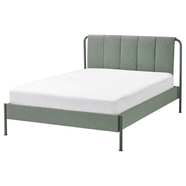 TÄLLÅSEN Cama tapizada, Kulsta menta grisáceo, 140x200 cm