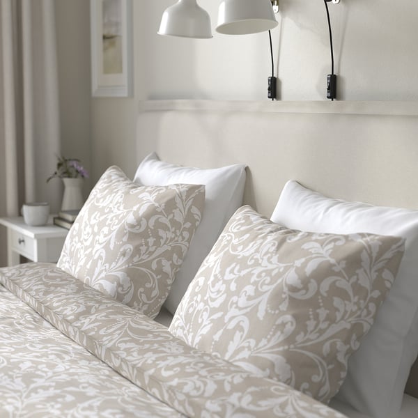 TÄRNKULLEN Estructura de cama tapizada, Vissle beige/Luröy, 160x200 cm