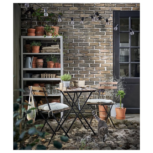 TÄRNÖ Mesa para terraza, negro/café, 55x54 cm