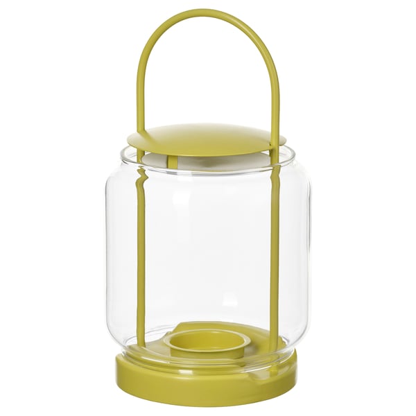 TOFSAND Farol para vela pequeña, int/ext, amarillo, 21 cm