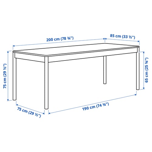 TONSTAD Mesa, café chapa de roble teñida, 200x85 cm