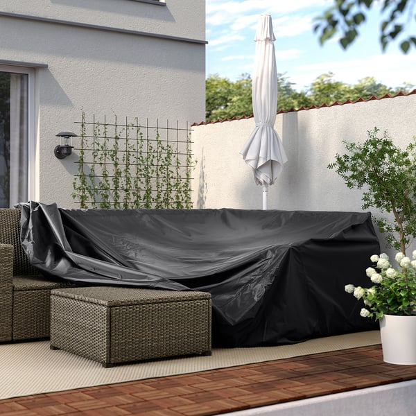 TOSTERÖ Funda para muebles de terraza, sofá/negro, 220x220 cm